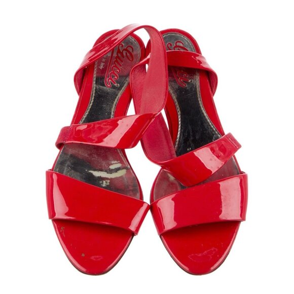 Gucci Authentic Solid Coral Pink Patent Leather Flat T Strap Sandals 6.5 - Picture 3 of 9
